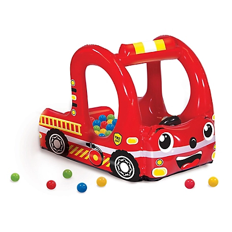 Banzai Rescue Fire Truck Play Center Inflatable Ball Pit, 38 in. L x 30 in. W x 26 in. H, 20 ct. Balls