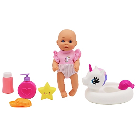 Dream Collection Water Baby Doll in Unicorn Floater - Accessories for Realistic Pretend Play