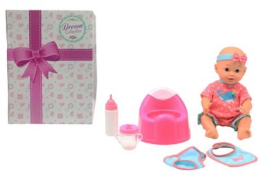 Dream Collection 14 in. Drink and Wet Baby Doll with Training Potty, For Ages 2+