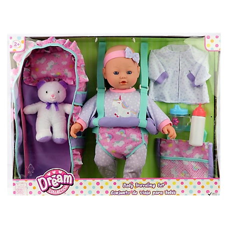 Dream Collection 16 in. Baby Doll Travelling Set, Blue