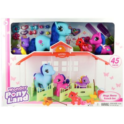 Wonder Pony Land Mega Horse Ranch Set, 45-Pack