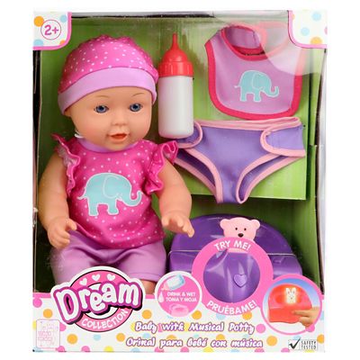 Dream Collection 12 in. Baby Doll with Musical Potty, Pink, For Ages 2+