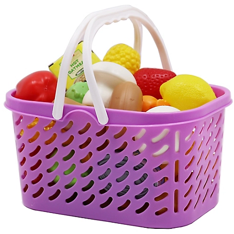 Dream Collection Pretend Food Set with Shopping Basket - Plastic Food Toys, Food Collection of 40 Pieces