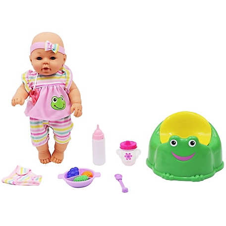 Dream Collection New Born Baby Doll Care Set with Training Potty - Hard Body - 16"