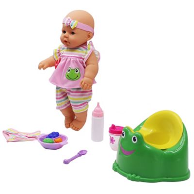 Image showing  New Born Baby Doll Care Set with Training Potty - Hard Body - 16 in.