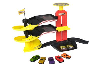Image showing  City Park and Drive Garage Playset, Includes 5 Realistic Die-Cast Cars