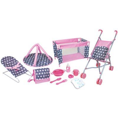 Lissi 5 pc. Baby Doll Deluxe Nursery Playset with 8 Accessories