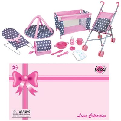 Image showing  5 pc. Baby Doll Deluxe Nursery Playset with 8 Accessories