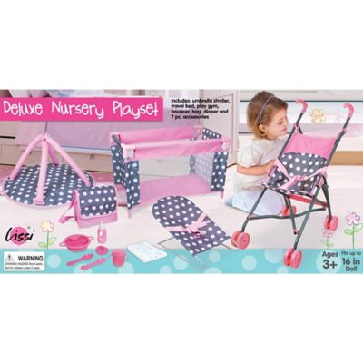 Image showing  5 pc. Baby Doll Deluxe Nursery Playset with 8 Accessories