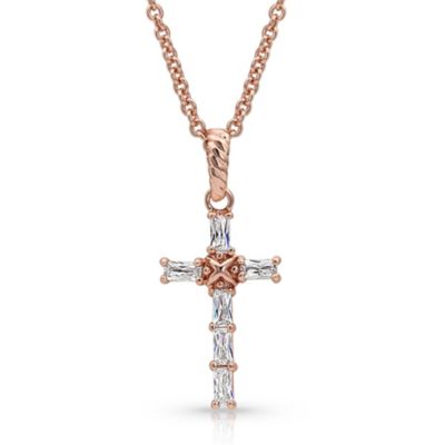 Montana Silversmiths Rose Gold Baguette Cross Necklace
