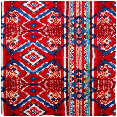Wyoming Traders Unisex #4 Aztec Wild Rag Scarf, Red/Blue
