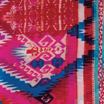 Image showing  Unisex #6 Aztec Wild Rag Scarf, Pink/Blue