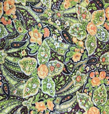 Image showing  Unisex Paisley Frontier Calico Wild Rag Silk Scarf, Green