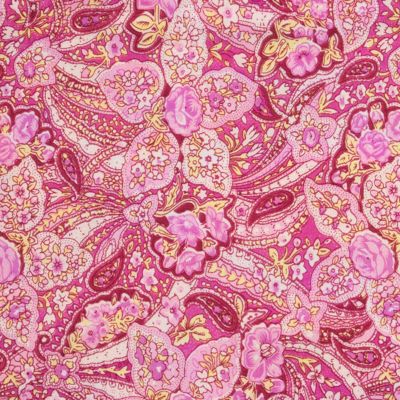 Wyoming Traders Unisex Paisley Frontier Calico Wild Rag Silk Scarf, Pink