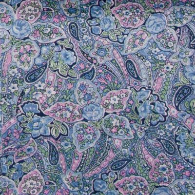 Wyoming Traders Blue Paisley Frontier Calico Wild Rag Silk Scarf, Extra Large