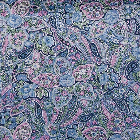 Wyoming Traders Blue Paisley Frontier Calico Wild Rag Silk Scarf, Extra Large