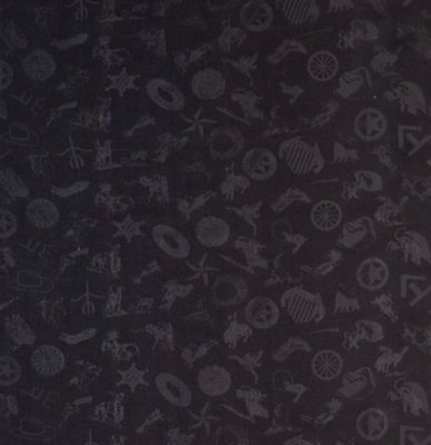 Wyoming Traders Unisex Cowboy Logo Jacquard Silk Scarf, Black