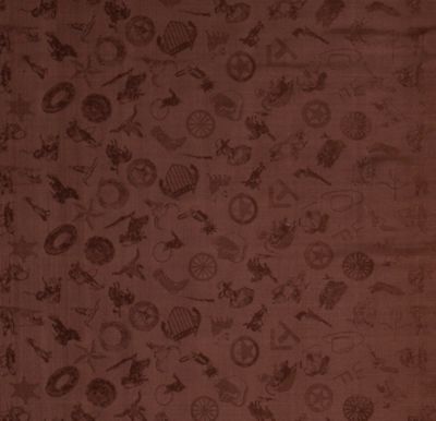 Wyoming Traders Unisex Cowboy Logo Jacquard Silk Scarf, Chocolate
