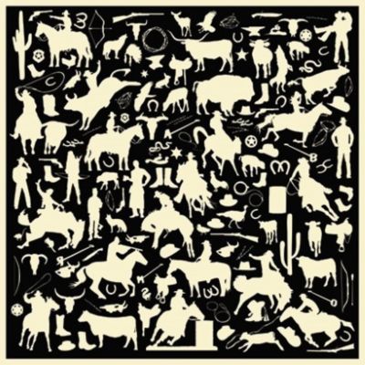 Image showing  Unisex Cowboy Silhouette Jacquard Silk Scarf, 34.5 in., Black
