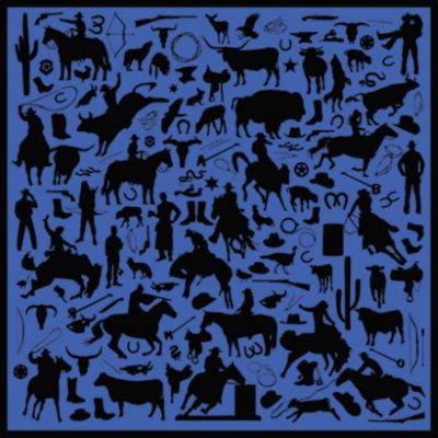 Image showing  Unisex Cowboy Silhouette Jacquard Silk Scarf, 34.5 in., Royal