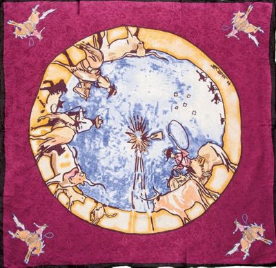 Wyoming Traders Unisex Limited Edition Windmill Silk Scarf, Raspberry