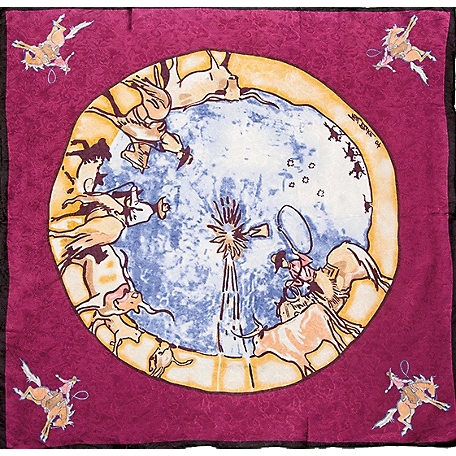 Wyoming Traders Raspberry Limited Edition Windmill Silk Scarf