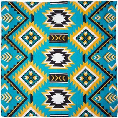 Wyoming Traders Unisex #1 Southwest Silk Scarf, Teal/Gold