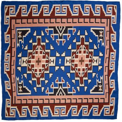 Wyoming Traders Unisex #11 Southwest Scarf, Royal/Bronze