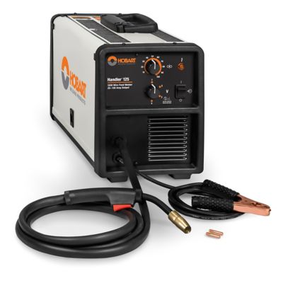 Hobart Handler 125 Wire Feed Welder, runs on 120V input power, 19.4 x 10 x 13.5in., 57.5 lb., 24 Gauge- 3/16 in. Thick