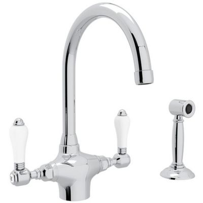 Rohl Italian Kitchen San Julio Single Hole C Spout Kitchen Faucet Polished Chrome White Rhl A1676lpwsapc 2 At Tractor Supply Co