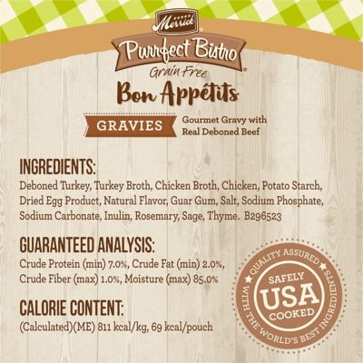 Image showing  Purrfect Bistro Grain Free Bon Appetits Gravies Turkey Recipe Chunks in Gravy, 3 oz.