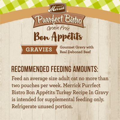 Image showing 5 th Merrick Purrfect Bistro Grain Free Bon Appetits Gravies Turkey Recipe Chunks in Gravy, 3 oz.