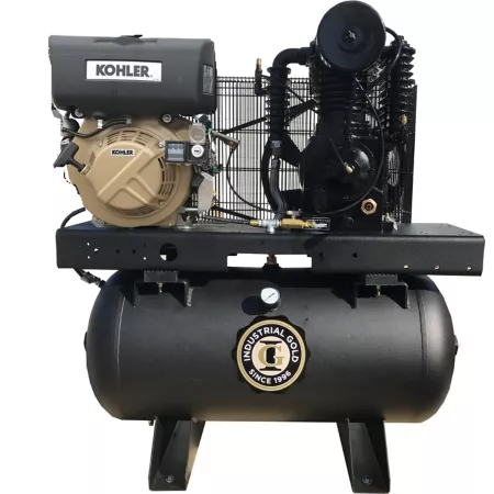 Industrial Gold 9.8 HP 30 gal Horizontal Electric Air Compressor 200 PSI 16.5 CFM to 175 PSI 18 CFM to 150 PSI Kohler Engine Stationary Air Compressors