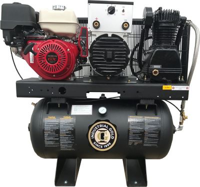 Industrial Gold 13 HP 30 gal. 2 Stage Horizontal Honda 5,000W Generator/Welder/Compressor