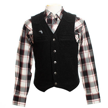 Wyoming Traders Western Wool Cowboy Vest for Men Medium Black or Charcoal Gray