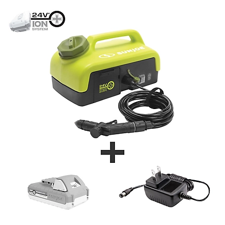 Sun Joe 116 PSI 1.5 GPM Cordless Electric Cold Water Portable Spray Washer Kit, 24V iON+ 2Ah Battery