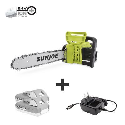 Sun Joe 16 in. 48V iON+ 2.0-Ah . Cordless Chain Saw, 2 x 24V 2.0Ah, Batteries and Charger Included, 24V-X2-CS16