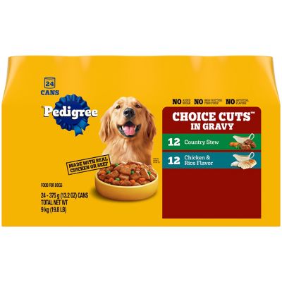 Image showing 9 th Pedigree Adult Country Stew and Chicken and Rice Chunks Wet Dog Food Variety pk., 13.2 oz., 24 pk.