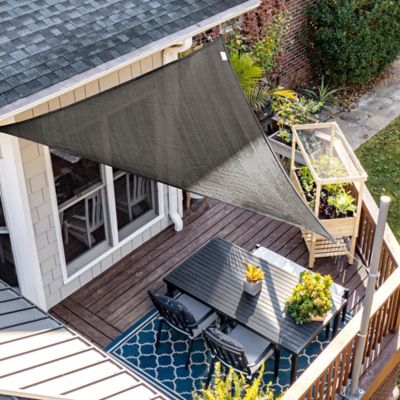 Image showing  12 ft. Ready-to-Hang Triangle Shade Sail, Montecito, Dark Grey