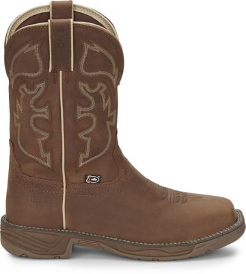 Image showing 4 th Justin Men's Steel Toe Rush Waterproof 11 in. Work Boots, Tan