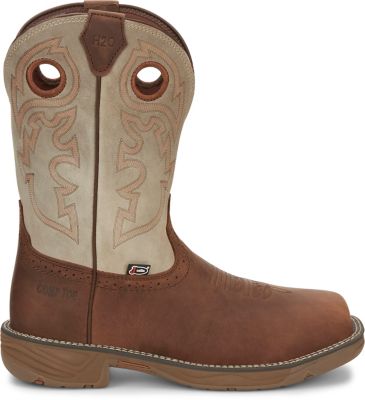 Image showing 4 th Justin Men's Stampede Rush Composite Toe Work Boots, Rust, 11 in.