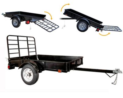 DK2 1295 lb Max load Capacity 4ft.x 6ft. Black Powder-Coat Heavy Chore Utility Trailer w/Drive up gate, assembly kit-MMT4X6 DK2 Small trailer assembly
