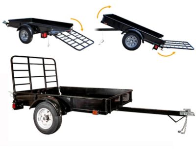 DK2 1295 lb Max load Capacity 4ft.x 6ft. Black Powder-Coat Heavy Chore Utility Trailer w/Drive up gate, assembly kit-MMT4X6