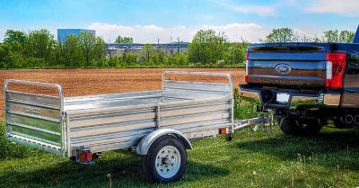 Image showing 9 th DK2 4.5 x 7.5ft. 5-in-1 Galvanized Multi-Use Utility Trailer, 1,639 lb. Max Capacity, DOT Rated Tires and Assembly Kit