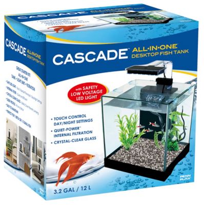 Image showing  Glass Fish Tank Aquarium Kit with LED Light, 3.2 gal., 9.65 in. x 7.5 in. x 10.5 in.