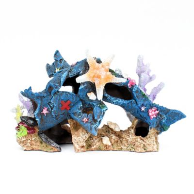 Penn-Plax Plane Coral Scape Aquarium Decoration, Blue