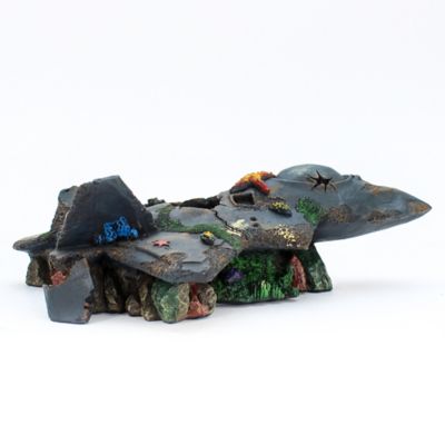 Penn-Plax Fighter Jet Wreck Scape Aquarium Decoration, 15.7 in.