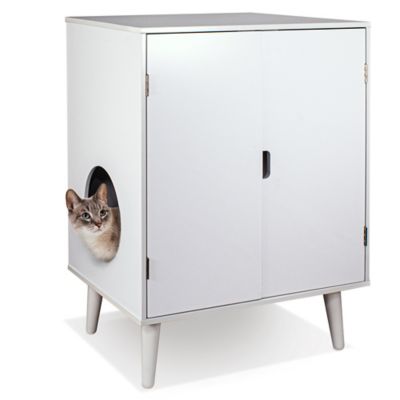 Penn-Plax Cat Litter Box Cabinet, White