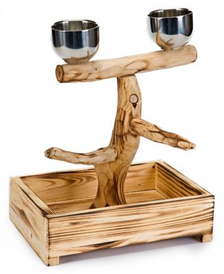 Penn-Plax Bird Tree Perch with Stainless Steel Cups, 11.75 in. x 10.5 in. x 8.87 in.
