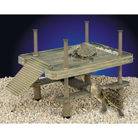 Penn-Plax Large Turtle Pier Aquarium Decoration 16 in x 11 in. Reptile Habitat Accessories